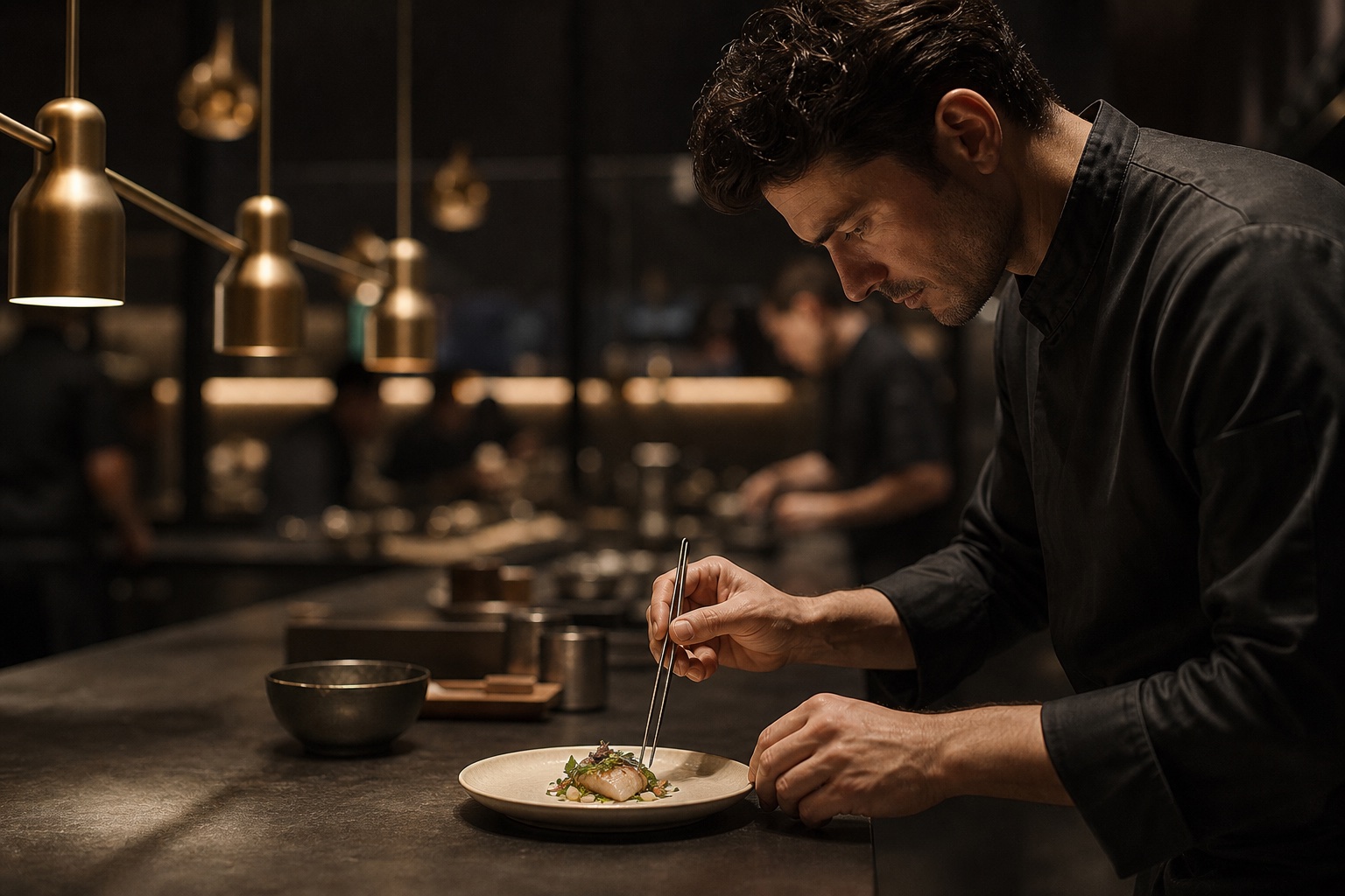Chef preparing a dish